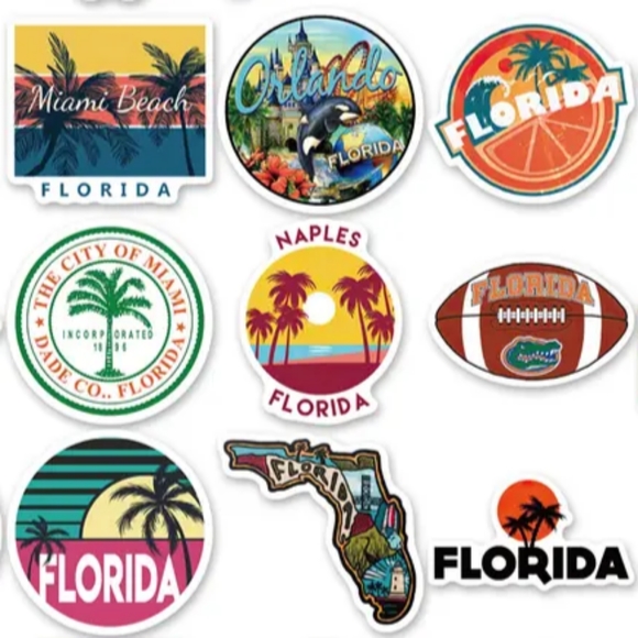 10/$10 Florida Ocean Beach Coastal Palm Tree Phone Bottle Laptop Decal Sticker - Picture 2 of 2